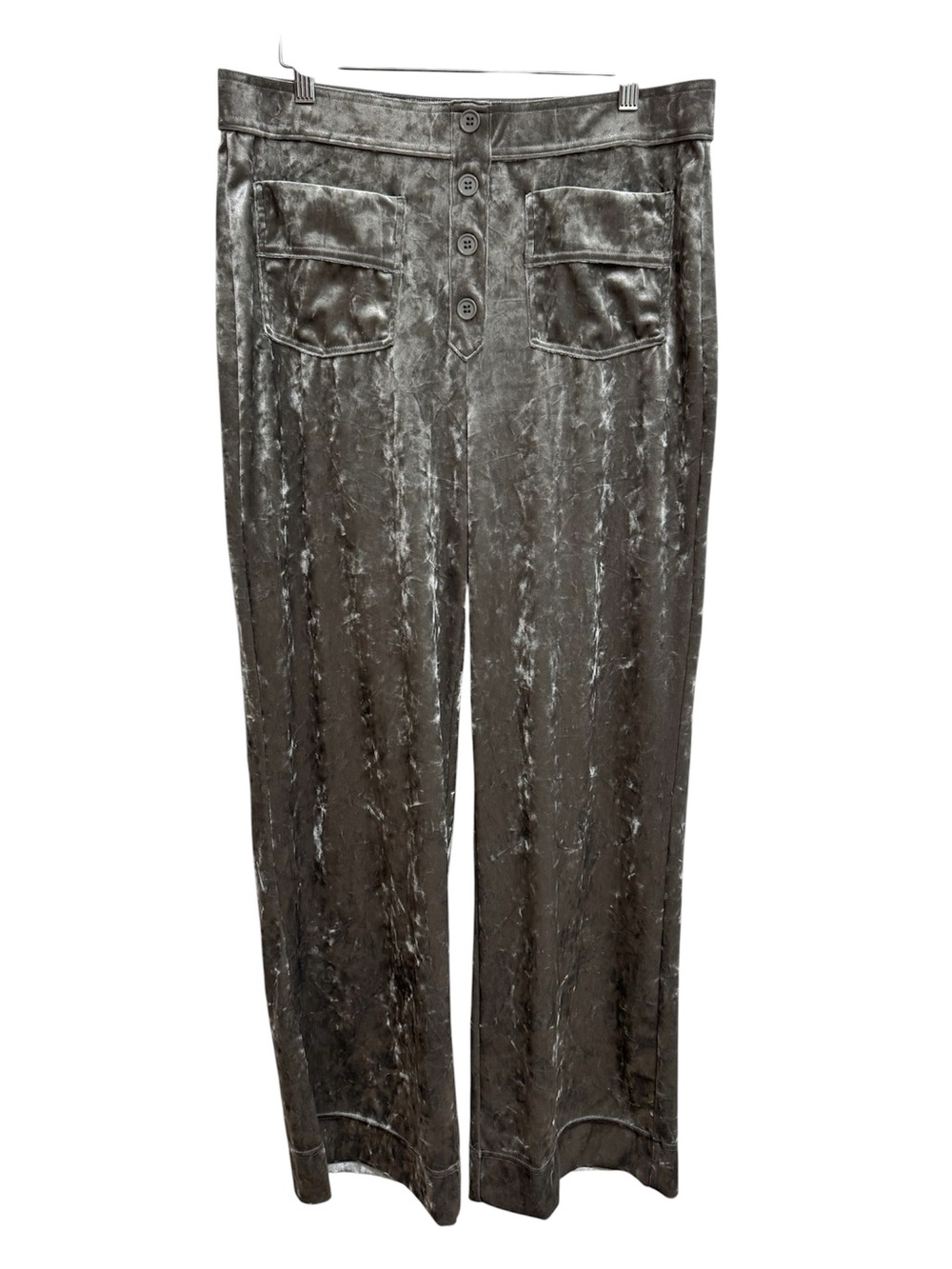 Halara High Waisted Velvet Straight Leg Pull On Pants Women’s XL NWT Silver